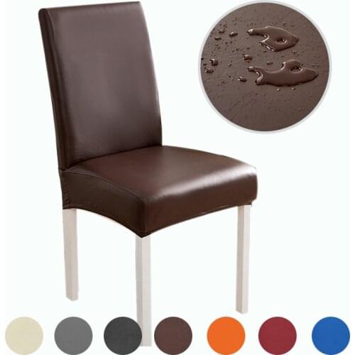 1/2/4/6 pcs Waterproof Chair Cover PU Faux-Leather Chair Covers High Quality Big Elastic Stretch Seat Case For Home Banquet