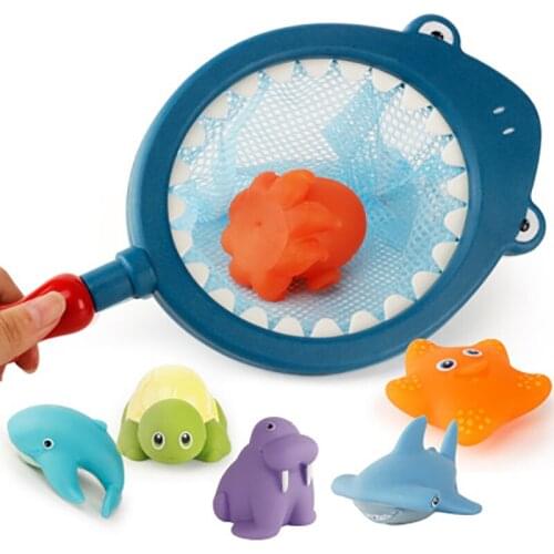 Baby Bath Toys Finding Water Squeeze Sound Colorful Toys Cute Soft Rubber Bathroom Play Animals Bath Discoloration Toy for Child
