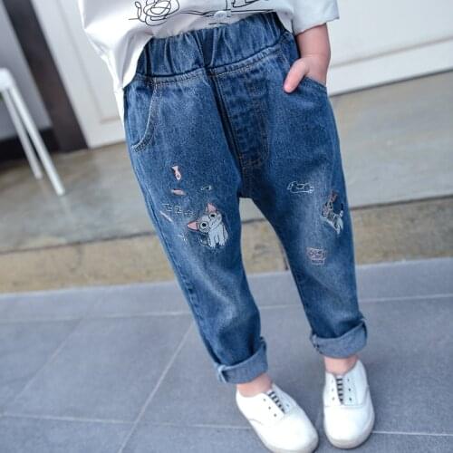 IENENS Kids Girls Jeans Loose Denim Trousers Children Girls Cowboy Long Pants Baby Girl Casual Straight Jeans