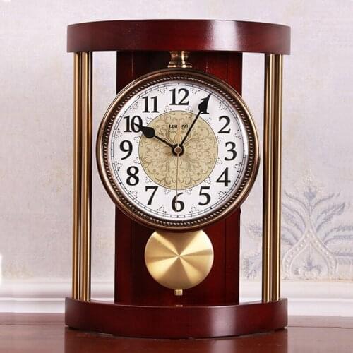 EUROPEAN RETRO SOLID WOOD TABLE CLOCK VINTAGE METAL WALL CLOCK LIVING ROOM OFFICE FASHION CREATIVE AMERICAN ORNAMENTS DESK CLOCK