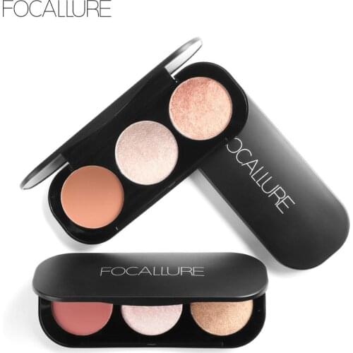 Focallure 3 In 1 Makeup Palette Blush&Highlighter Face Matte Highlighter Powder Illuminated Bronzer Blusher Powder