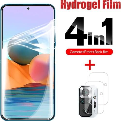 4IN1 Full Front Screen Hydrogel Film For Xiaomi Redmi Note 10 Pro Max Camera Lens Protective Film Remi Note 10T 10S 10 Not Glass