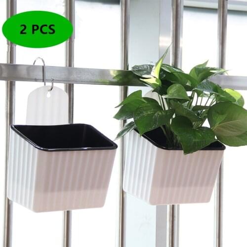 2Pcs/Set DIY Self Watering Plants Pot Creative Garden Hanging Plastic Flowerpot without Hooks