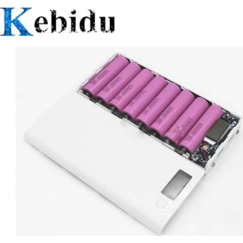 Kebidu New 5V DIY 8*18650 Lithium-ion Battery Case Power Bank Shell Portable LCD Display External Box Without Battery