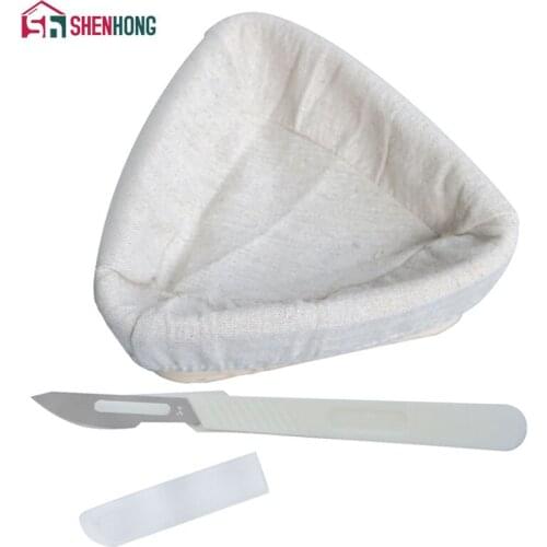 SHENHONG 1 Set Dough Rattan Basket and Knife Dough Banneton Brotform Bread Proofing Proving Fermentation Country Baskets