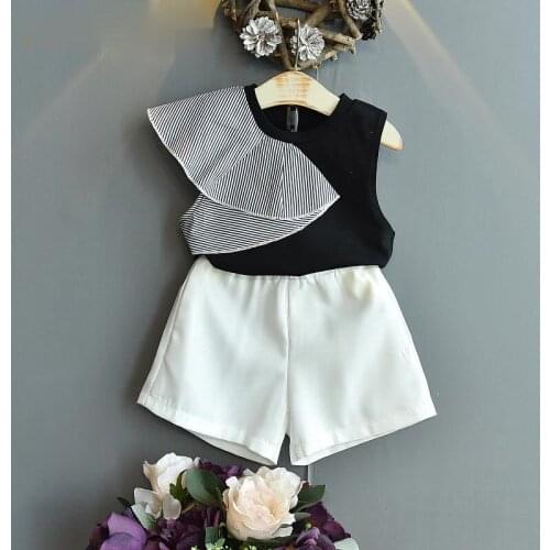 Girls Clothing Sets Fashion Sleeveless Patchwork Top+Skirts Pants Children Summer Outfits for 2-7Years Holidays Casual Suit