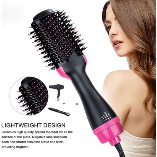New 2 in 1 One Step Hair Dryer Brush Hot Air Comb Volumizer Fashion Curler Flat iron Hair Straightener Styling Curling Dropship