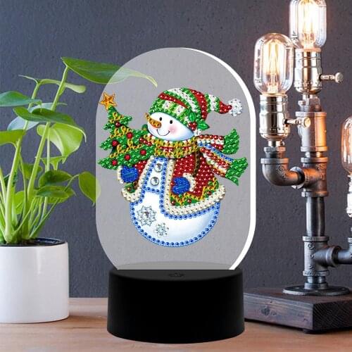 New Design 7 Colors Available Table Lamp Led 5D Diamond Painting Snowman Light Diamond Embroidery Cross Stitch Rhinestone Gift