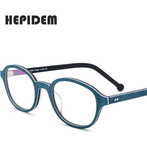 Acetate Glasses Frame Men Round Prescription Spectacles Eyewear 2018 Women Nerd Myopia Optical Frames Wood Grain Eyeglasses 9102