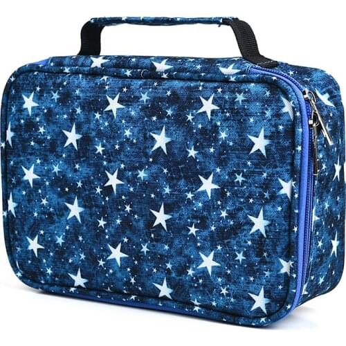 Large Capacity 3Layer 72Hole Detachable Canvas Printed Pencil Case Art Painting Drawing Pen Storage Bag Organizer Stationery Box