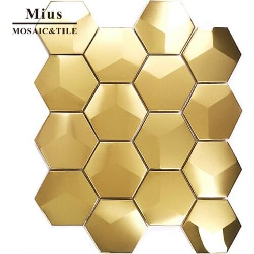 Luxury gold Hexagonal metail kitchen mosaic tile for home decoration