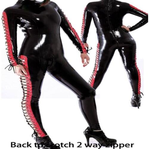 Sexy club wet look jumpsuit pvc bodysuit catsuit for night club ladies zipper up back to Crotch w6104