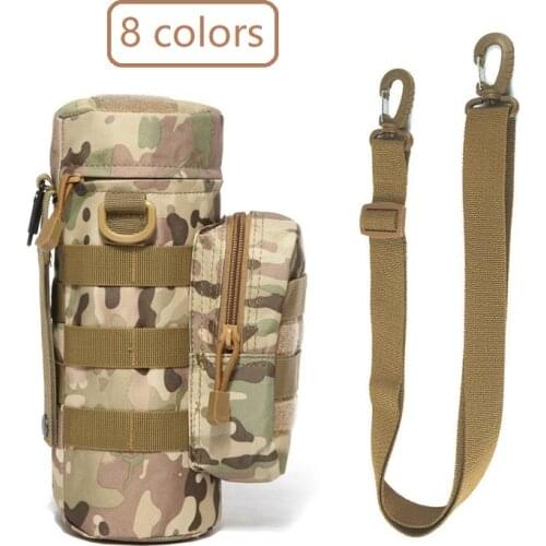 Tactical Water Battle Bag Hunting Hiking Camping Shoulder Bag Molle Kettle Holder Pouch with Strap Army Military Camouflage Gear