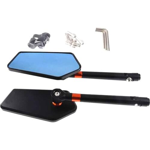 Universal CNC Motorcycle Side Mirrors 8mm 10mm Black Rear View Handlebar Mirror