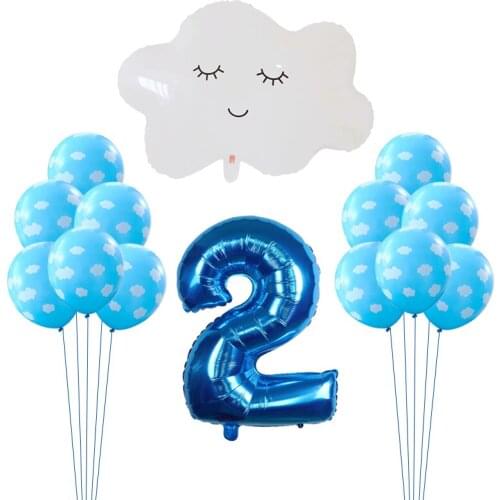 14pcs/lot Airplane Balloons Aviator Birthday Theme Party Supply Cloud Latex Air Globos 30" Number Foil Ballons Baby Shower Decor