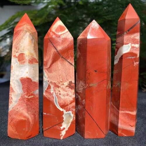 High Quality Natural Red Jasper Point Polishing Crystal Quartz Tower Mine Energy Ore Wand For Healing Decor