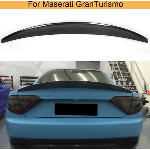 Carbon fiber Rear Trunk Boot lip Spoiler Wing for Maserati GT GranTurismo Coupe 2 Door 2012 2013 2014 Non Convertible Black FRP