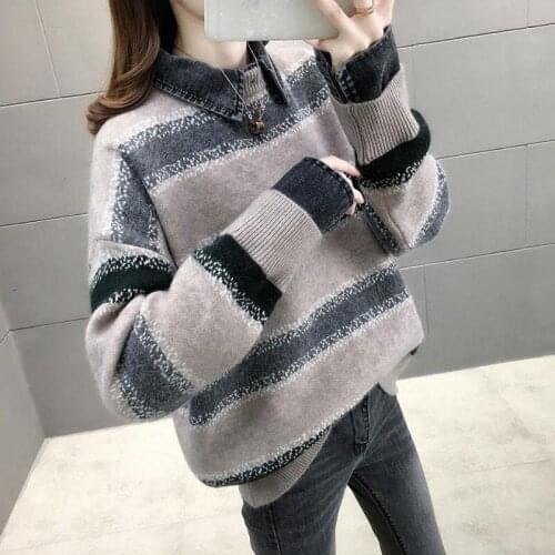 2020 Women Elegant Sweater Pullovers Collar Removable Vintage Knit Wear Autumn Long Sleeve Sweaters Loose Tops Winter Sweaters
