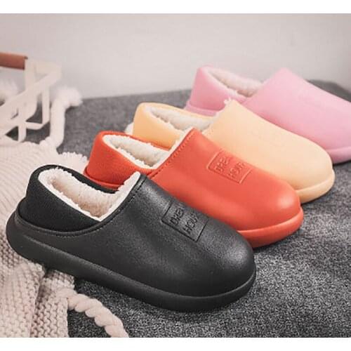 Winter Warm Cotton Slippers Women Thick Bottom Plus Velvet Anti-Slip Loafer Home Shoes Woman Waterproof Couple Slipper Shoe