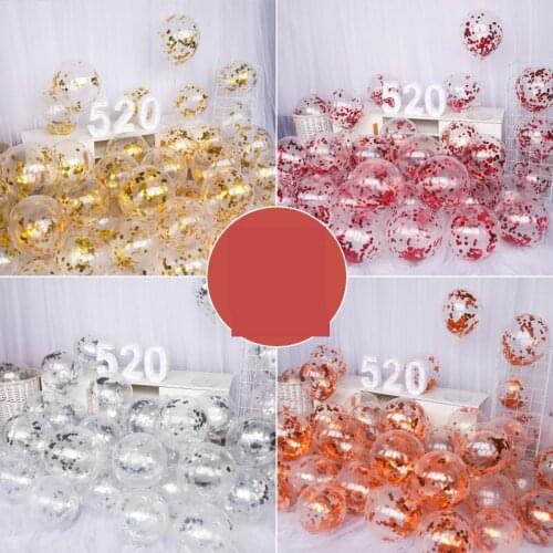 10PCS 12 Inch Sequinedmagic Foam Confetti Balloon Thickened Transparent Latex Ins Net Red Aluminum Foil Sequined Balloon