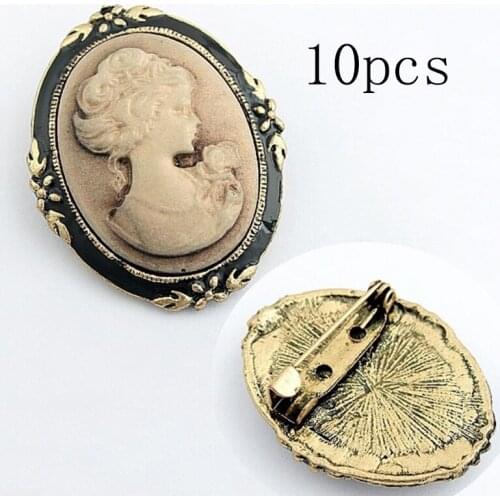 10Pc Vintage Cameo Elegant Brooch Womens Fashion Style Portrait BroochFor Antique Wedding Jewelry Queen Head