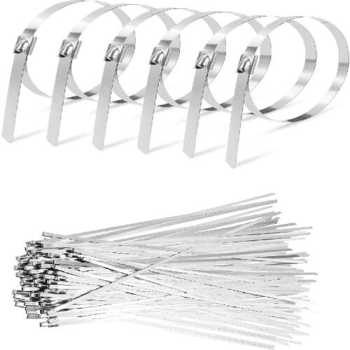 New 100Pcs Stainless Steel Zip Ties Metal Cable Ties Wire Ties 3.9/5.9/7.9/11.8 Inch For Exhaust Farm Wrapping Garden Fence