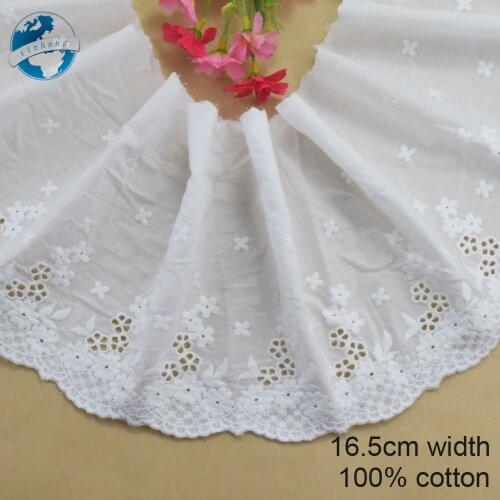 16.5cm wide 100% Cotton embroid lace sewing ribbon guipure trim wedding decoration DIY dolls colthes Accessories lace edge#4051