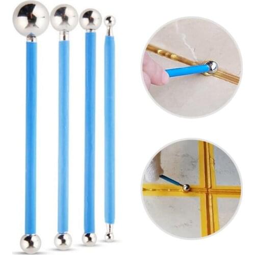 4PCS Professional DIY Stainless Steel Polymer Clay Tools Tool Sculpture Tools Toys For Clay Carving Molding Ball Stylus Sticks