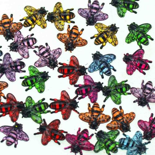 50pcs 14mm Mixed Acrylic Colorful Bees Cabochon|Scrap-booking Embellishment Miniatures