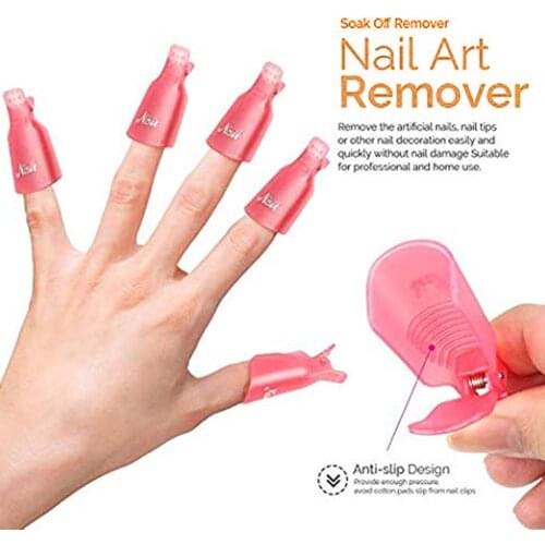 6Pcs/Set Nail Gel Polish Remover Clips Brush Pads Cuticle Pusher File Manicure Tools Kit Portable Nail Polish Removal Tool