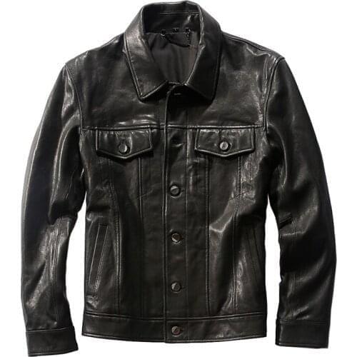 9161 Avfly Read Description! Asian Size Mens Good Quality Stylish Genuine Sheep Leather Jacket