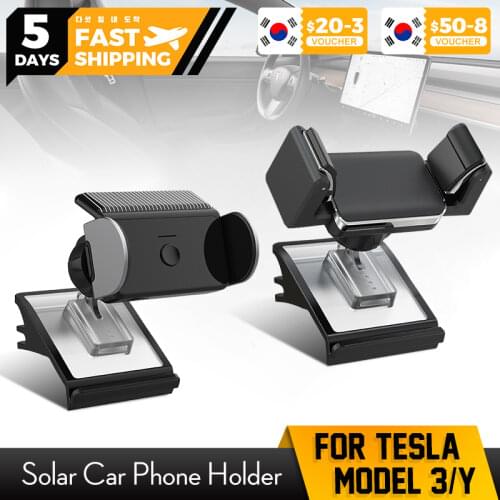 Car Mobile Phone Holder For Tesla Model 3 Model Y 2021 Air Outlet Mount Universal GPS Stand Solar Bracket Car Acessories