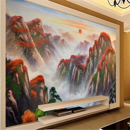 Beibehang Large - scale custom murals Jiangshan more Jiao Hongyatuo landscape painting wall background