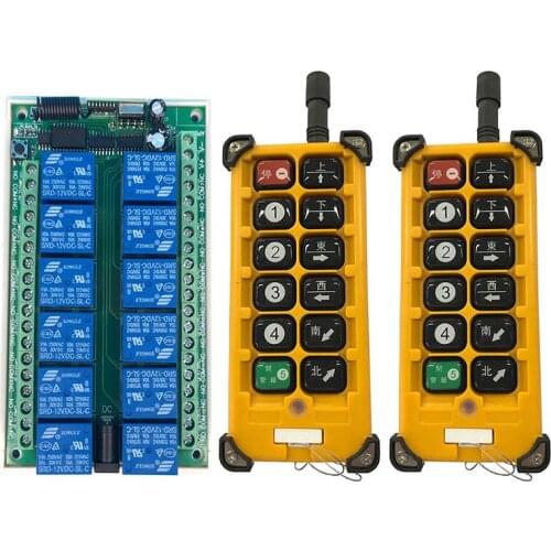 3000m DC 12V 24V 12CH 12 CH Radio Controller RF Wireless Remote Control Overhead travelling crane System Receiver+Transmitter