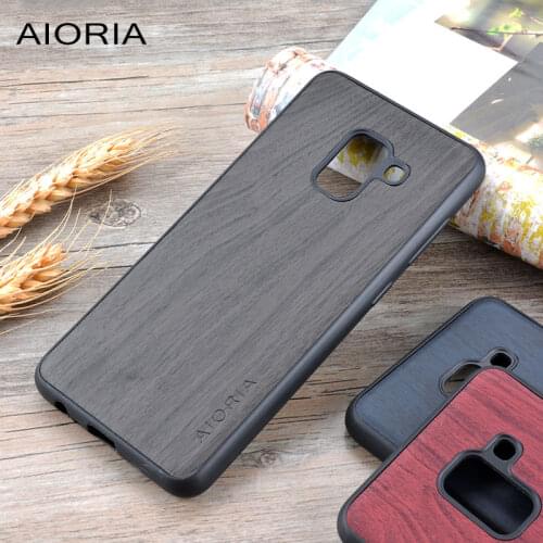 Wooden design case for Samsung Galaxy A8 2018 A530F soft TPU & wood PU leather skin covers coque fundas A8 Plus 2018 A730F