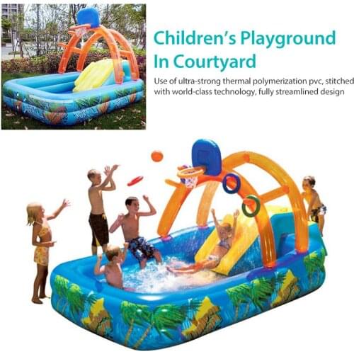 Childrens Inflatable Swimming Pool With Water Slide Basketball Hoop For Portable Backyard Multifunctional Water Sliding Pool