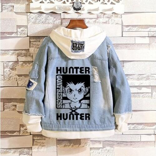 HUNTERxHUNTER Denim Jacket Men/women Autumn Winter Outwear Jean Coats and Jackets Harajuku Hisoka Jacket Coats Plus Size