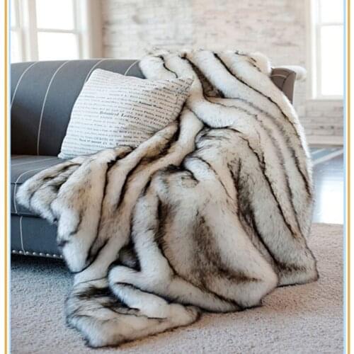 European imitation fox blanket artificial fur blanket PV pile blanket bed tail blanket