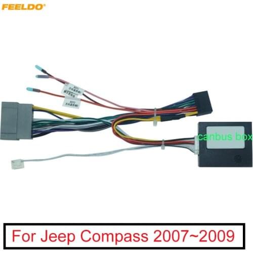 FEELDO Car Audio 16PIN Android Power Cable Adapter With Canbus Box For Jeep Compass 07~09 Radio Wiring Harness