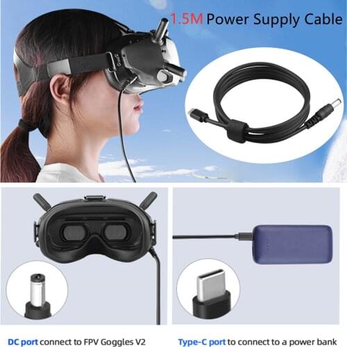 Charging Power Supply Cable for DJI FPV Goggles V2 Charge Connetor Line for DJI FPV Combo RC Drone Glasses Accessories