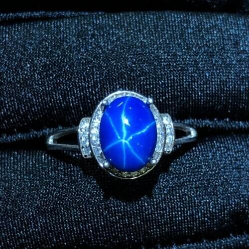 Starlight Sapphire Ring, Classic 925 Pure Silver Star Line Beautiful Mail Packing