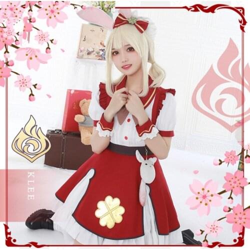 Game Genshin Impact Klee Ganyu Cosplay Maid dress Costume Game Genshin Impact Klee Ganyu Cosplay Cute Maid Costume Halloween