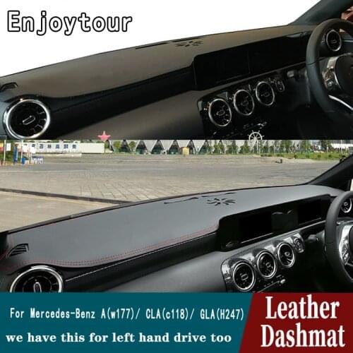 For Mercedes-Benz A W177 CLA C118 GLA H247 Class 180 200 260 220 Leather Dashmat Dashboard Cover Pad Dash Mat Carpet Car Styling