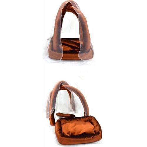 Hellookinky Cat Dog Pet Cots with mosquito nets Cinnamon