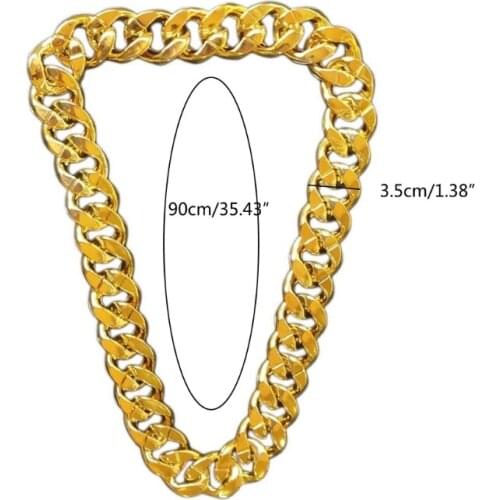 Big Chunky Plastic Chain Faux Gold Exaggerated Chain Necklace Creative Hip Hop Turnover Chain for Rapper Costume Props