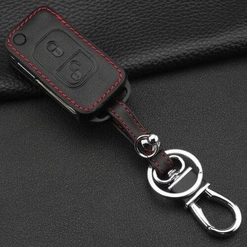 Kutery 10pcs/lot 2 Buttons Remote Leather Car Key Case Cover For Mercedes Benz A C E S SLK W Keychain Keyring