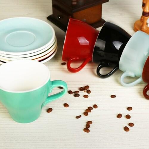 MHV 350ml shipping professional pull cup fancy latte cup scae Match coffee cup tulip type wide cup and saucer