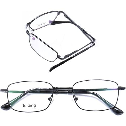 Men Square Folding Glasses for women Rectangular Metal Eyeglass frames Foldable convinet Eyeglasses Frames Prescription Eyewear