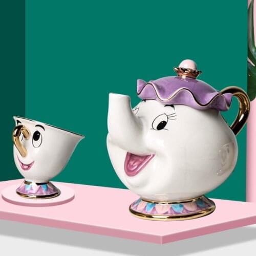 Tea set Japanese version of Beauty and the Beast teapot ceramic gold-plated teapot teacup Mrs. Potts Chip tea pot Mrs
