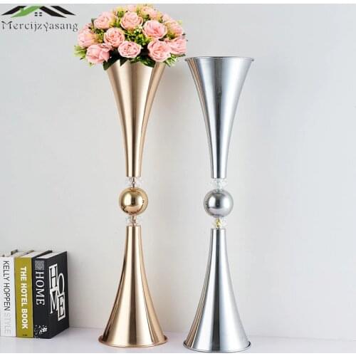 Tabletop Vase Wedding Flower Vase Table/Wedding Centerpieces Gold/Silver Flowers/Floor Vases For Party Home Decoration 03202